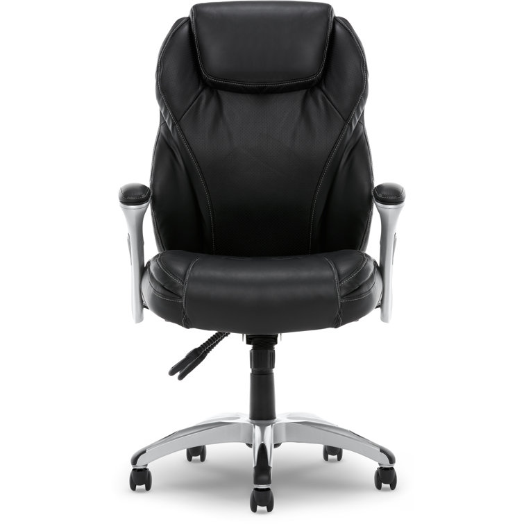 True innovations black leather executive office chair hot sale